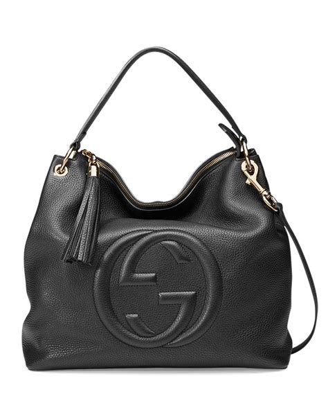 gucci black leather|gucci shoulder bag black handbags.